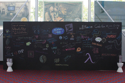 The Chalk Art Wall o' Companies & Messages (Click for full size)