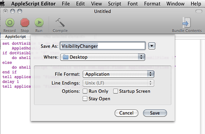 AppleScript Editor Save As Dialog w/ Appropriate Settings