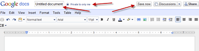 Google Docs Interface (Click for larger image)