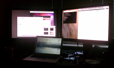 Macbook Air + 26" Left Monitor + 26" Right Monitor (Click for larger image)