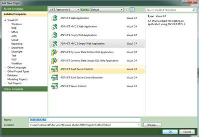 Adding the ASP.NET MVC 2 Project Adding the ASP.NET MVC 2 Project