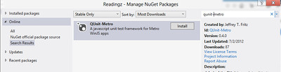 Getting QUnit-Metro via Nuget