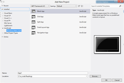 New Windows 8 Metro Project