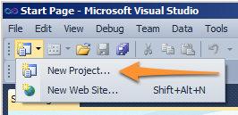 Click on the command button new project option