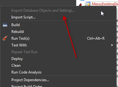 Import Database Objects and Settings...
