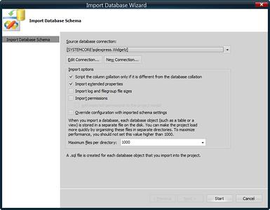 Selecting the appropriate database, options, and click next... (Click for the full size image)