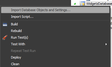 Import Database Objects and Settings...