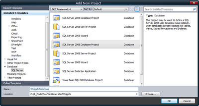 SQL Server 2008 Database Project in Visual Studio 2010 (Click for full size image)