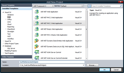 ASP.NET MVC 3 Web Application (Click for full size image)