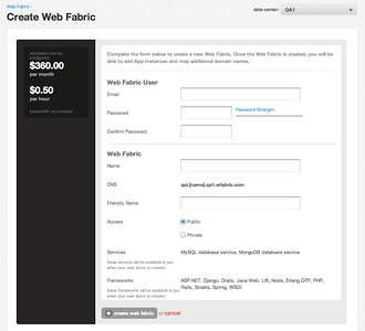 Creating a New Web Fabric Creating a New Web Fabric