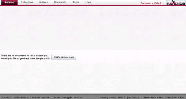 Raven DB Management Screen Raven DB Management Screen