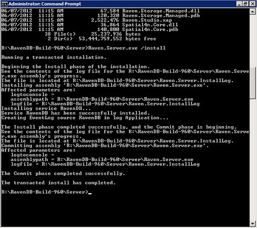 Raven DB Installation results (click for full size image) Raven DB Installation results (click for full size image)