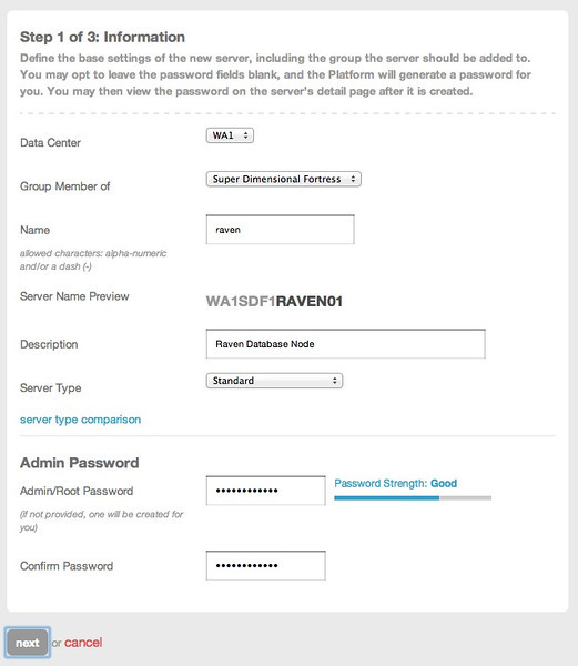 Creating the Server Instance (Click for full size image) Creating the Server Instance (Click for full size image)