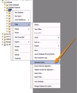 Don't Use "Script Database as..." option, use the "Tasks" option...