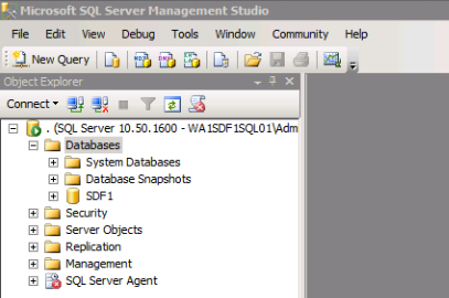 Using SQL Server Management Studio checking that the SQL Server Exists
