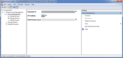 Windows Azure MMC Services Management Node Connection Windows Azure MMC Services Management Node Connection