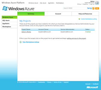 Windows Azure Portland Interface Windows Azure Portland Interface