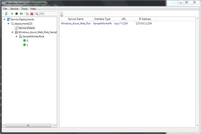 Endpoint displayed in the Windows Azure Compute Emulator