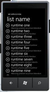 Windows Phone 7 Application List Screen
