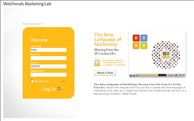 This is the initial login screen to the OnDemand Marketing Lab Site.