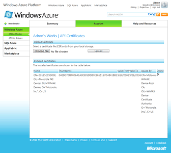 API Certificates, Finished Uploading API Certificates, Finished Uploading