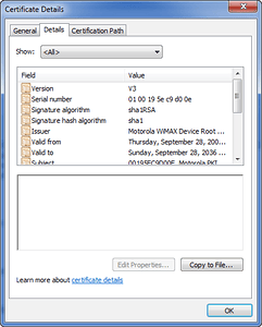 Certificate Details, Details Tab Certificate Details, Details Tab