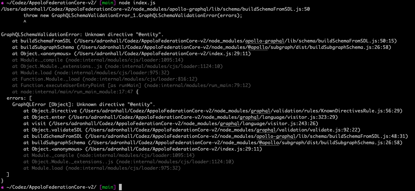 Apollo GraphQL Federation Schema Validation Error [Solved!]